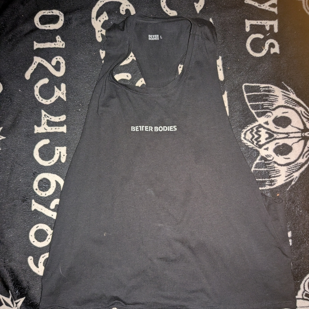 BETTER BODIES Black Muscle Tank with White Logo